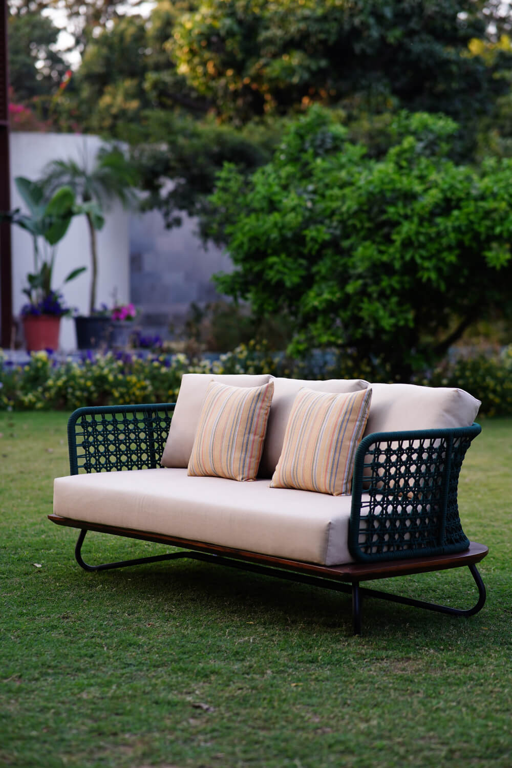 Boulder 3 Seater Sofa Green & Beige